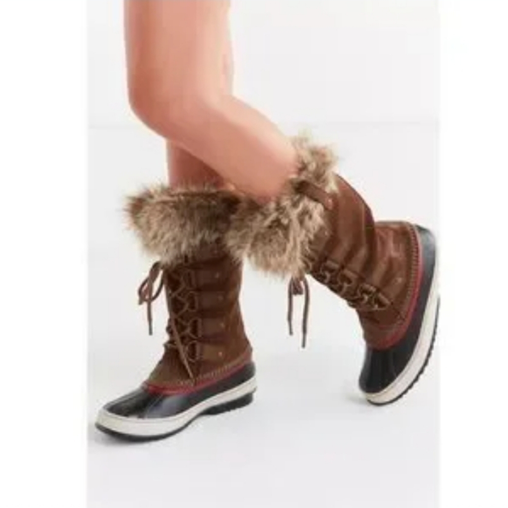 Sorel Joan of Artic Leather Waterproof Cozy Comfy Casual Faux Fur Festival Boot